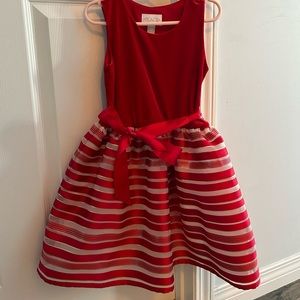 Girls red velvet holiday dress
